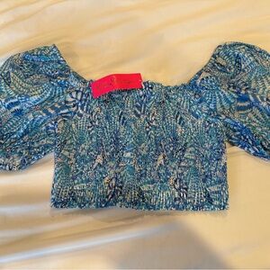 NWT Lilly Pulitzer Amalfi Blue by the Seashore cropped top